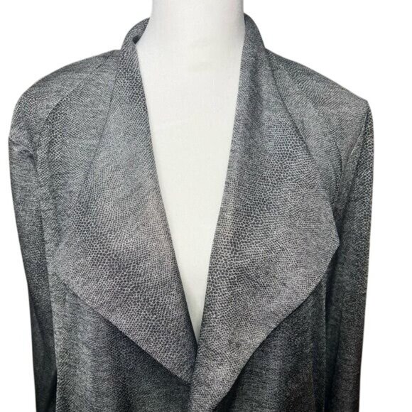 Kasper Gray Open Front Waterfall Cardigan Jacket With Zipper Pockets Large - Picture 3 of 13